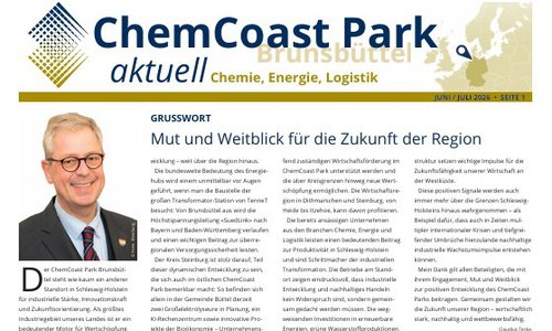 Titelseite des Newsletters ChemCoastPark aktuell, Juni/Juli 2026