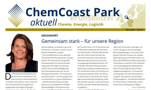 Titelseite des Newsletters ChemCoast Park aktuell, Ausgabe Mai 2025