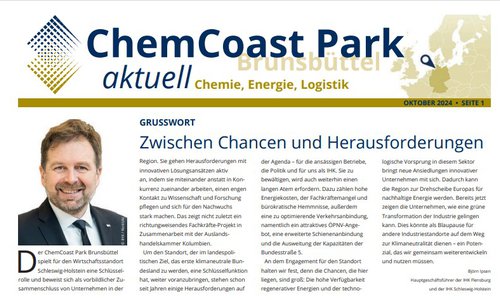 Titelseite des Newsletters ChemCoast Park aktuell, Ausgabe Oktober 2024