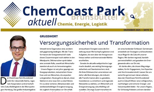 Titelseite des Newsletters ChemCoastPark aktuell, Dezember 2025